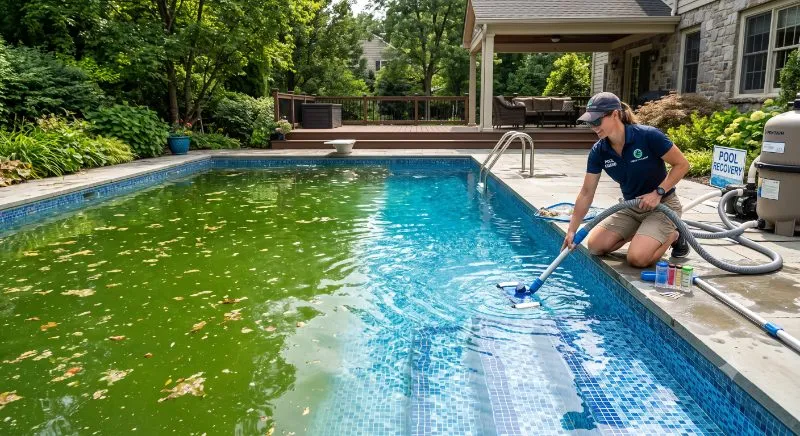 Green pool recovery - crystal clear in days