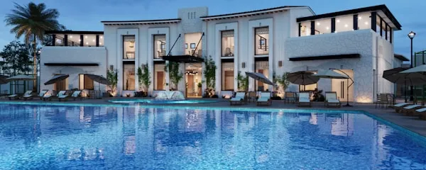 Sparkling blue pool water